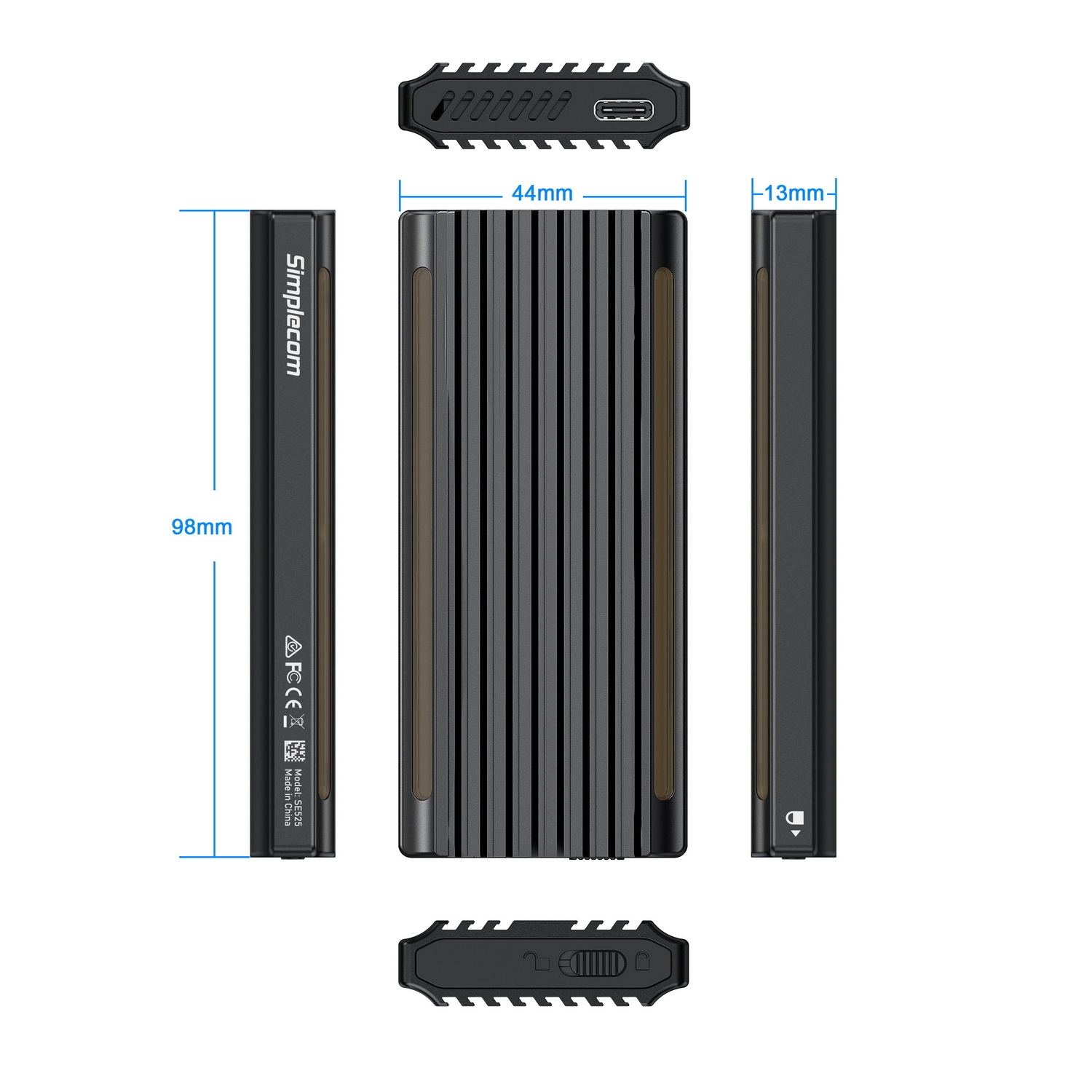 Simplecom SE525 NVMe / SATA M.2 SSD USB-C Enclosure with RGB Light USB 3.2 Gen view 4