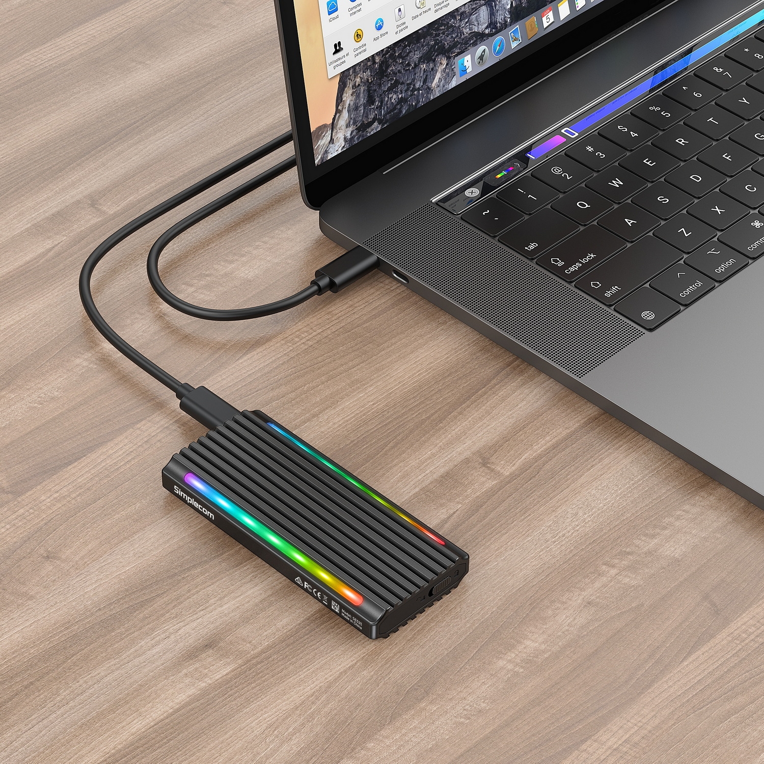 Simplecom SE525 NVMe / SATA M.2 SSD USB-C Enclosure with RGB Light USB 3.2 Gen view 5