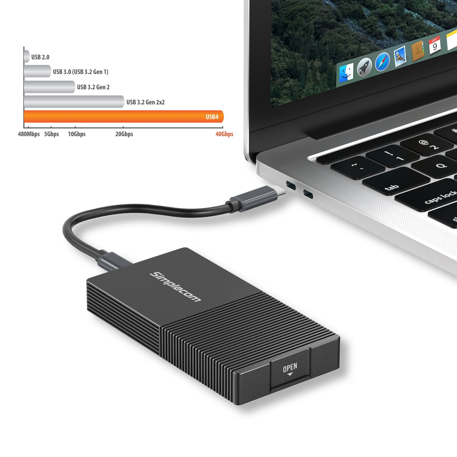 Simplecom SE640 USB4 to NVMe M.2 SSD USB-C Enclosure 40Gbps view 7