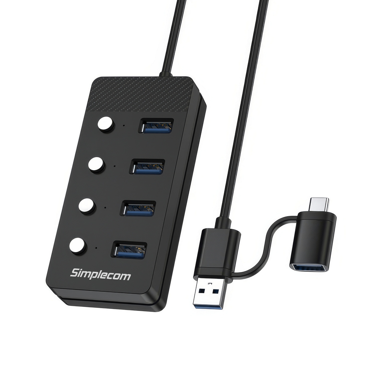 Simplecom CH345C SuperSpeed USB-A and USB-C to 4-Port USB 3.0 Hub 5Gbps view 2