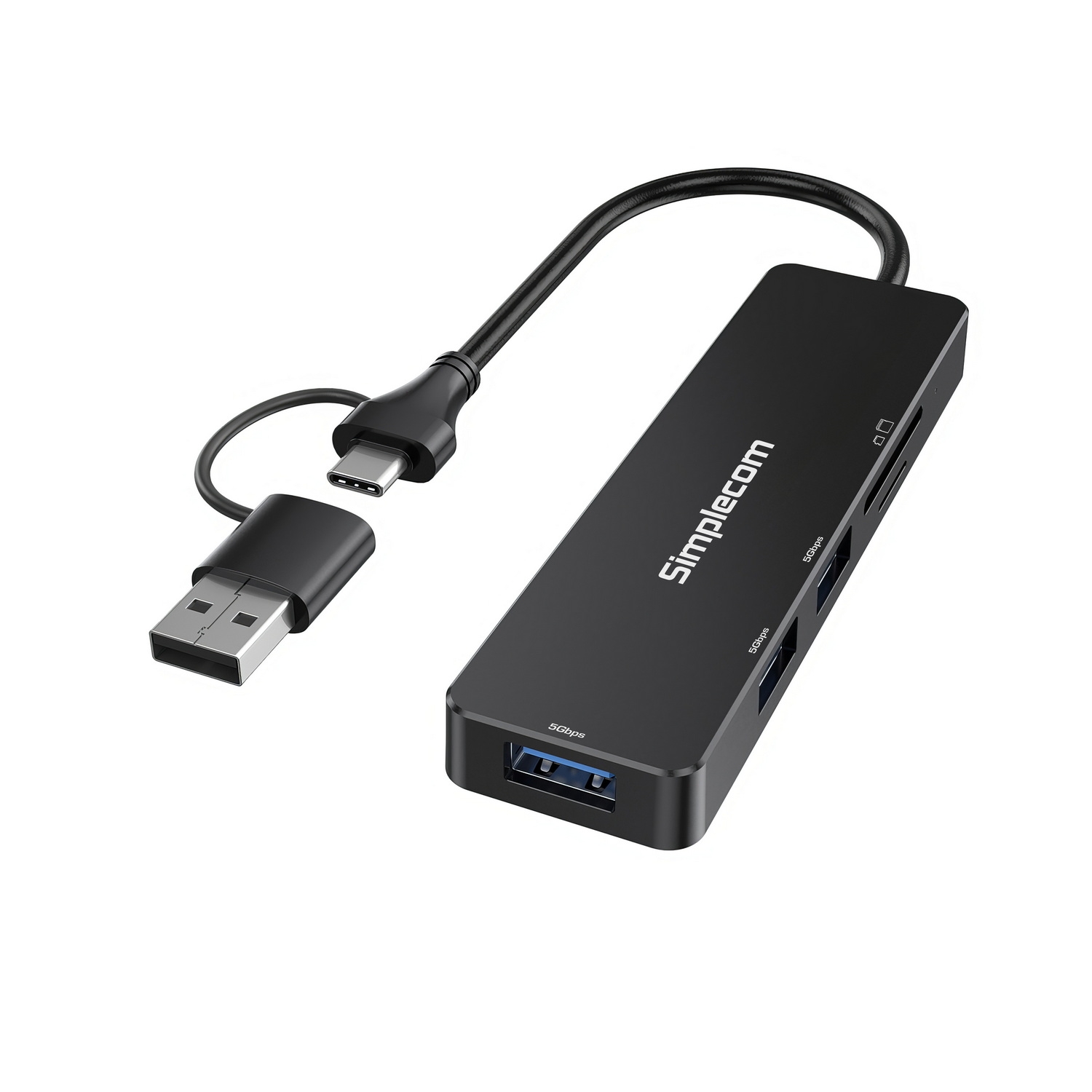 Simplecom CH365C SuperSpeed 3-Port USB Hub with SD MicroSD Card Reader USB-A view 3