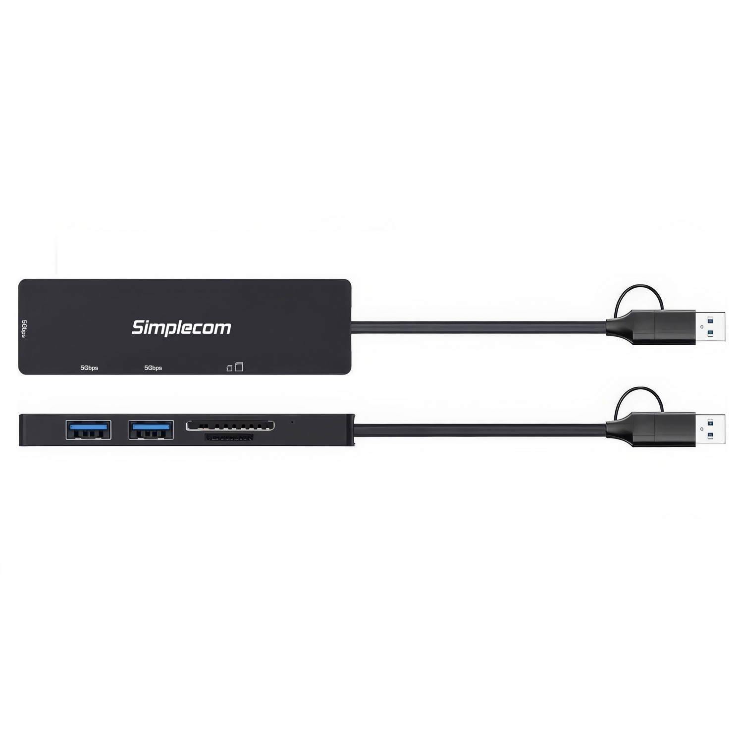Simplecom CH365C SuperSpeed 3-Port USB Hub with SD MicroSD Card Reader USB-A view 4