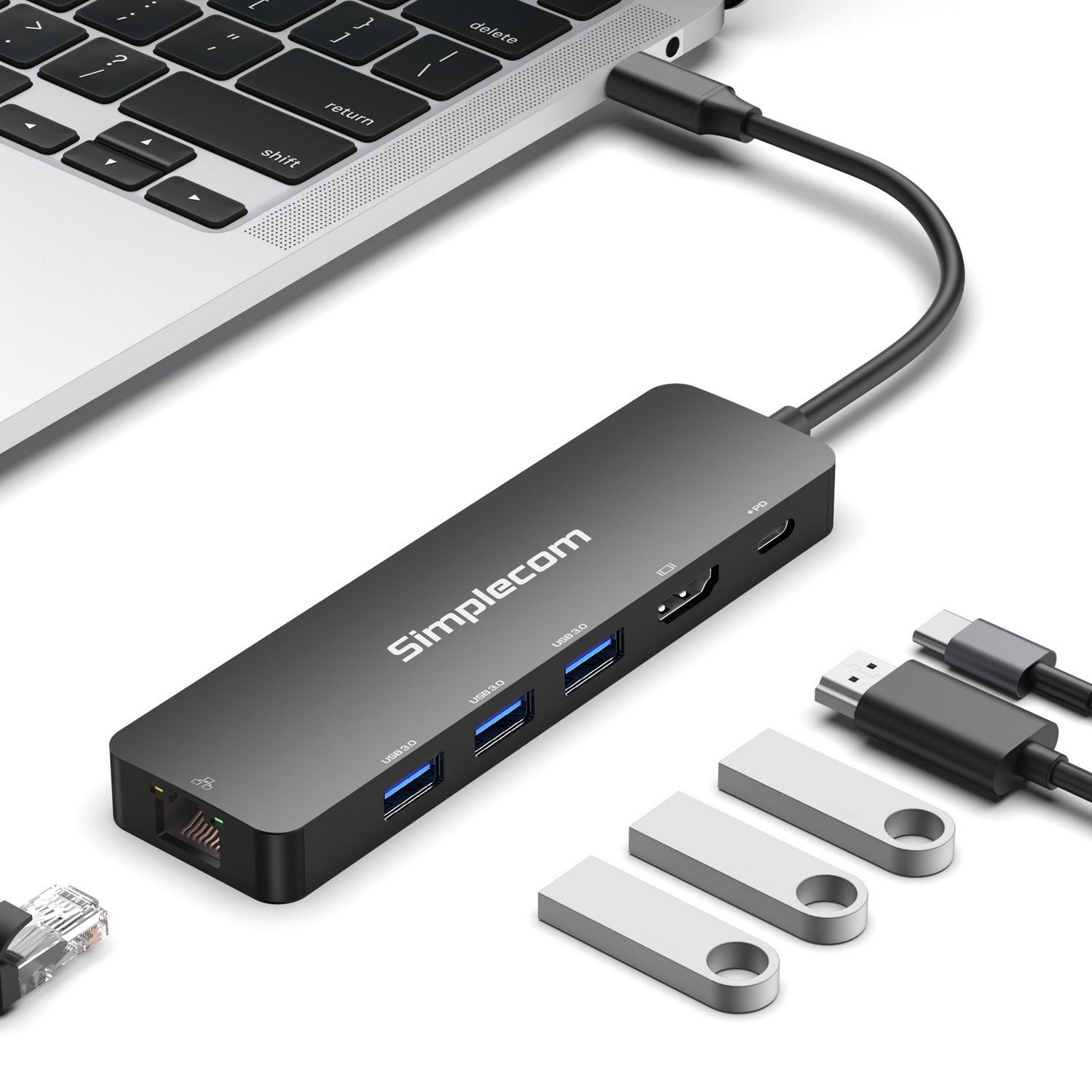 Simplecom CHT560 USB-C SuperSpeed 6-in-1 Multiport Docking Station HDMI 2.0 view 2