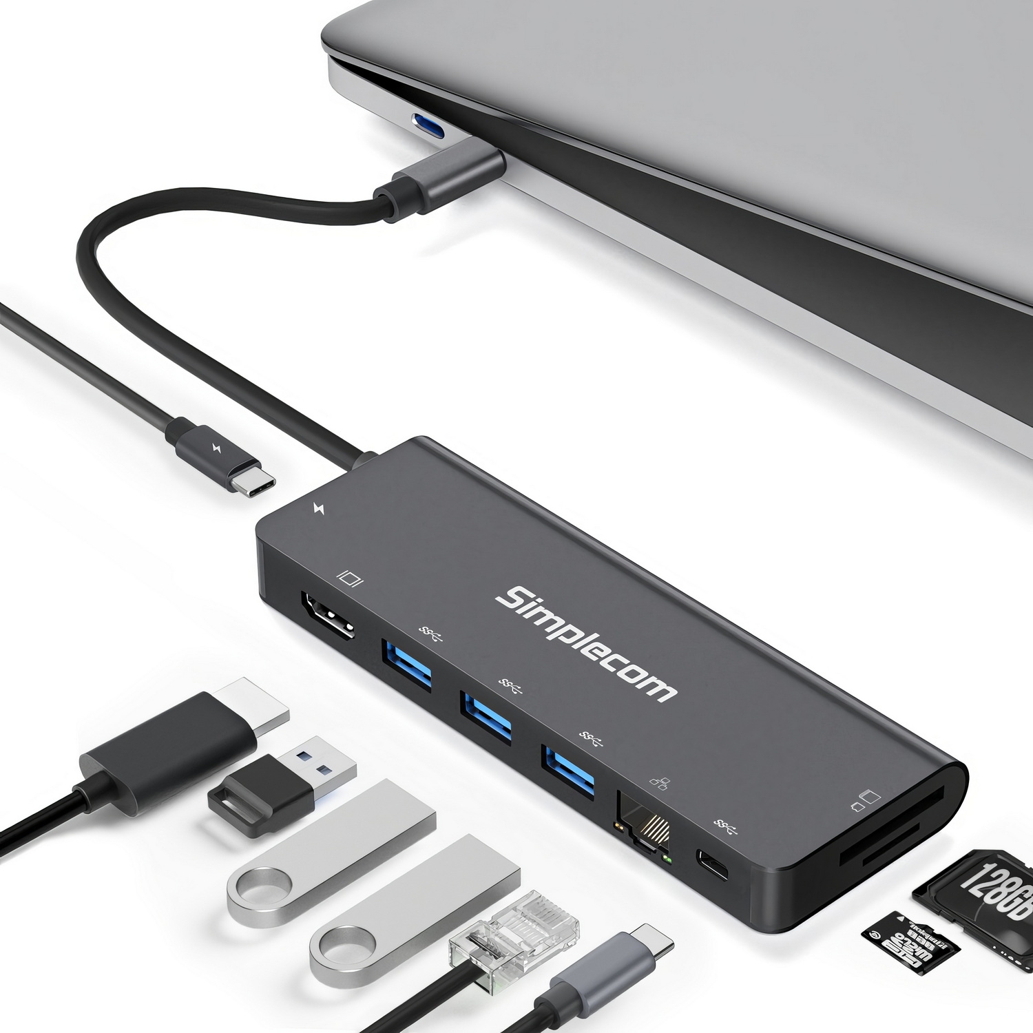 Simplecom CHT590 USB-C SuperSpeed 9-in-1 Multiport Docking Station HDMI 2.0 view 3