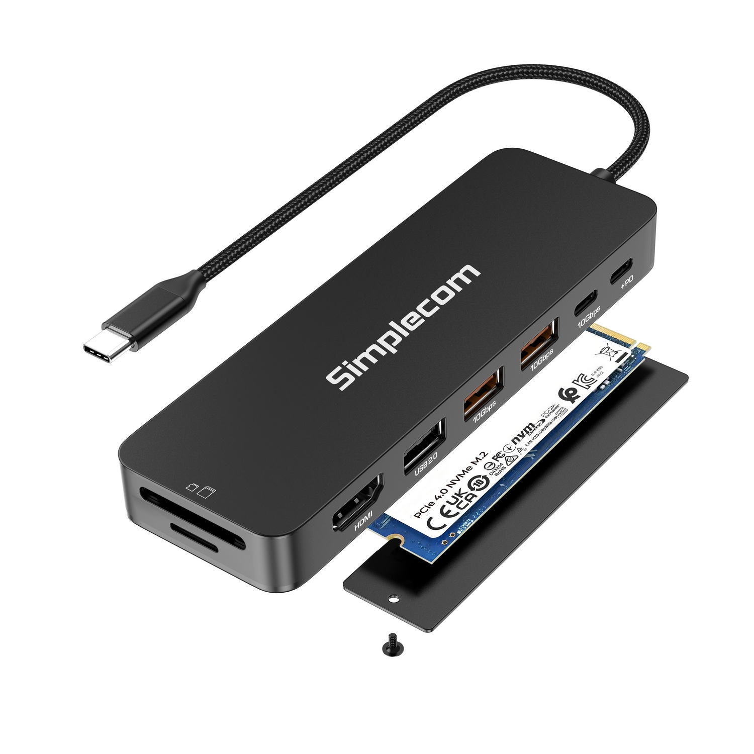 Simplecom CHT595 9-in-1 USB-C Multiport Docking Station with NVMe M.2 Enclosure view 2