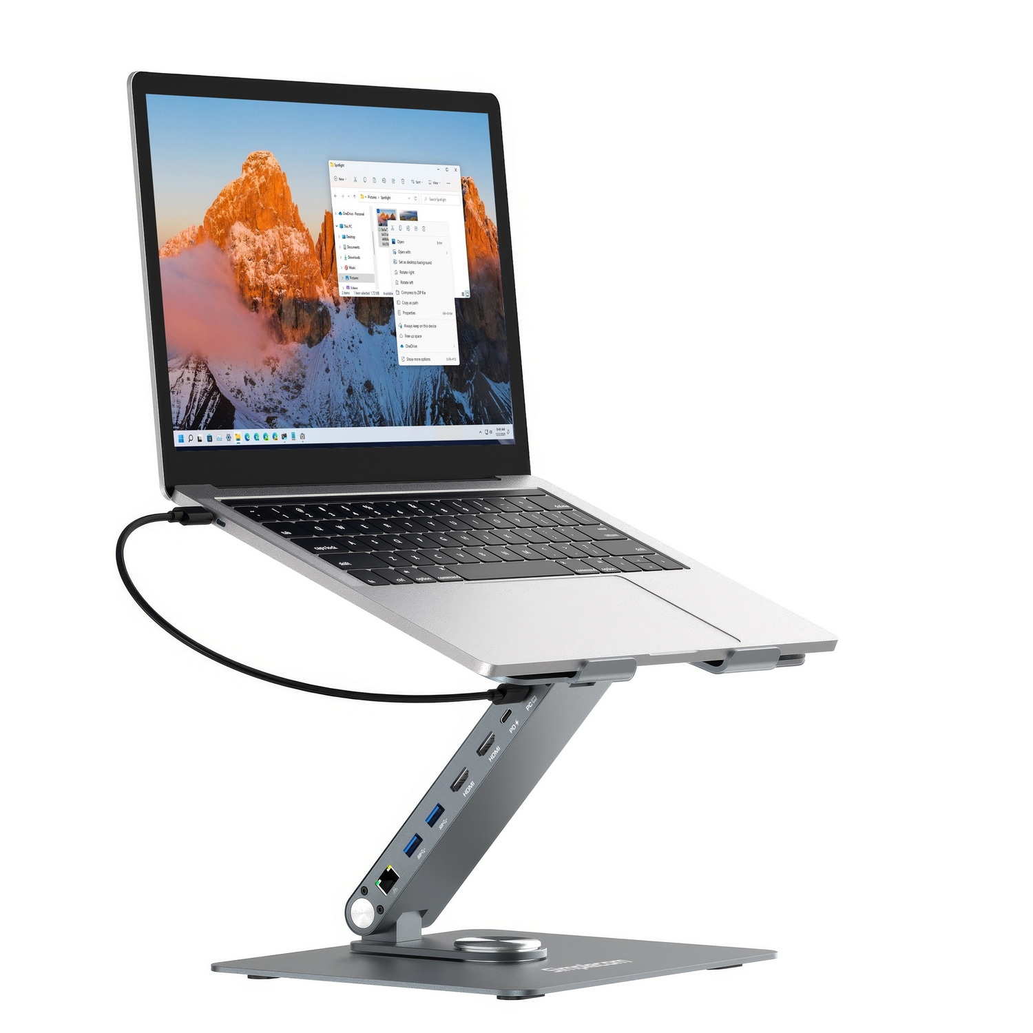 Simplecom CHT660 Adjustable Aluminium Laptop Stand with 6-Port USB-C Docking