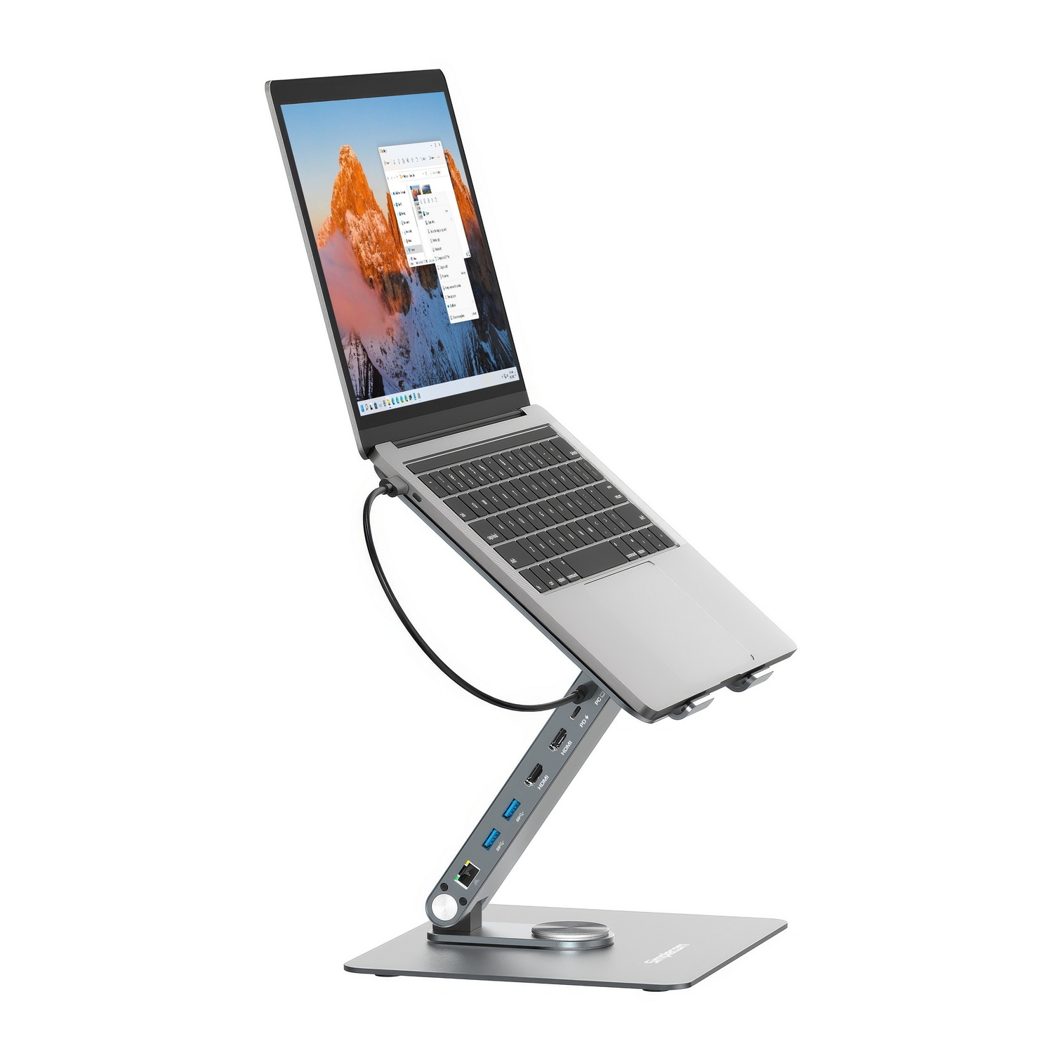 Simplecom CHT660 Adjustable Aluminium Laptop Stand with 6-Port USB-C Docking view 3