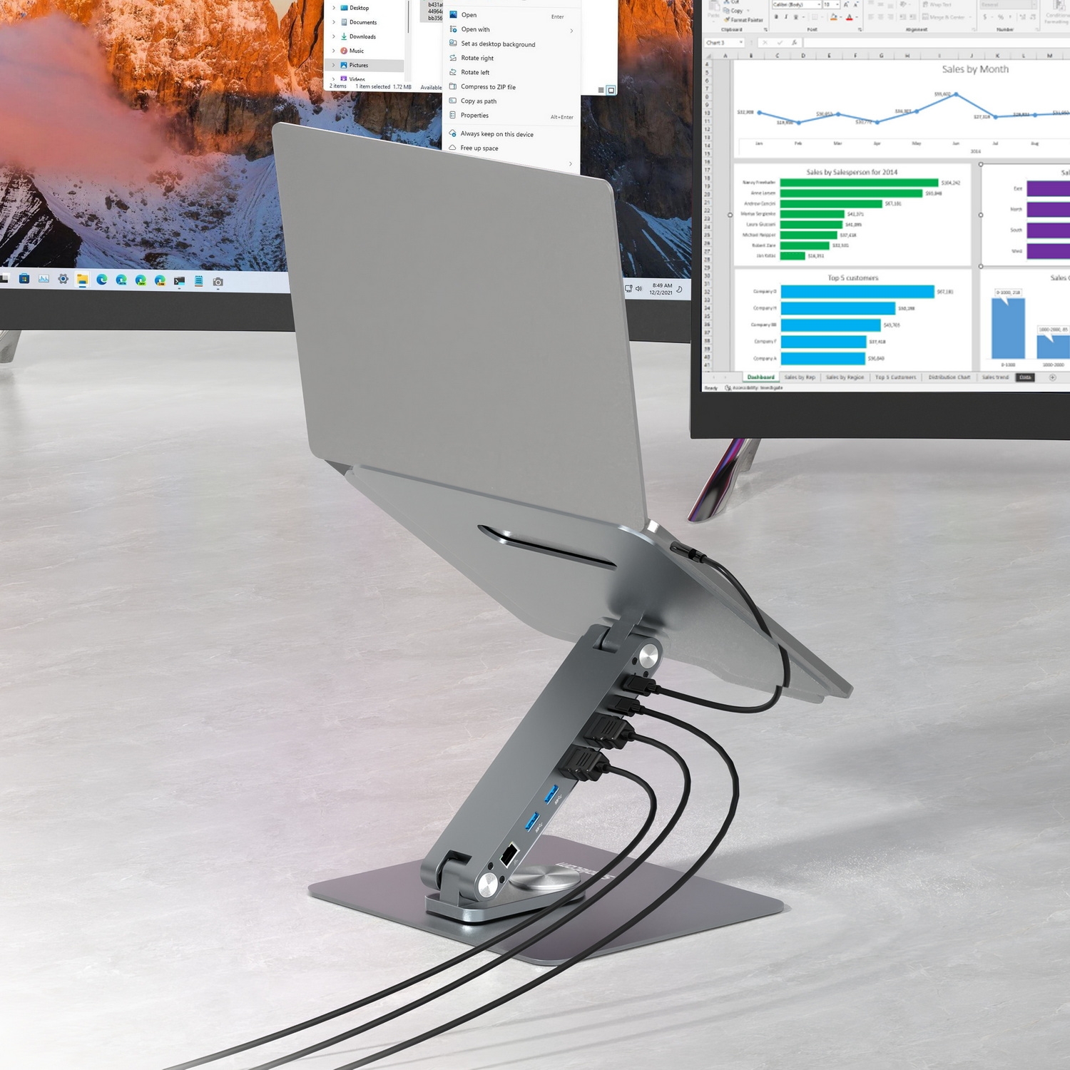 Simplecom CHT660 Adjustable Aluminium Laptop Stand with 6-Port USB-C Docking view 6
