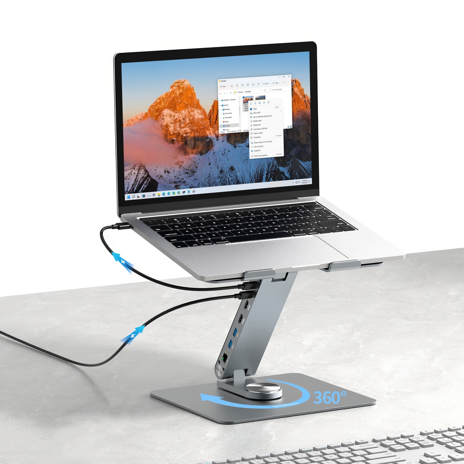 Simplecom CHT660 Adjustable Aluminium Laptop Stand with 6-Port USB-C Docking view 7