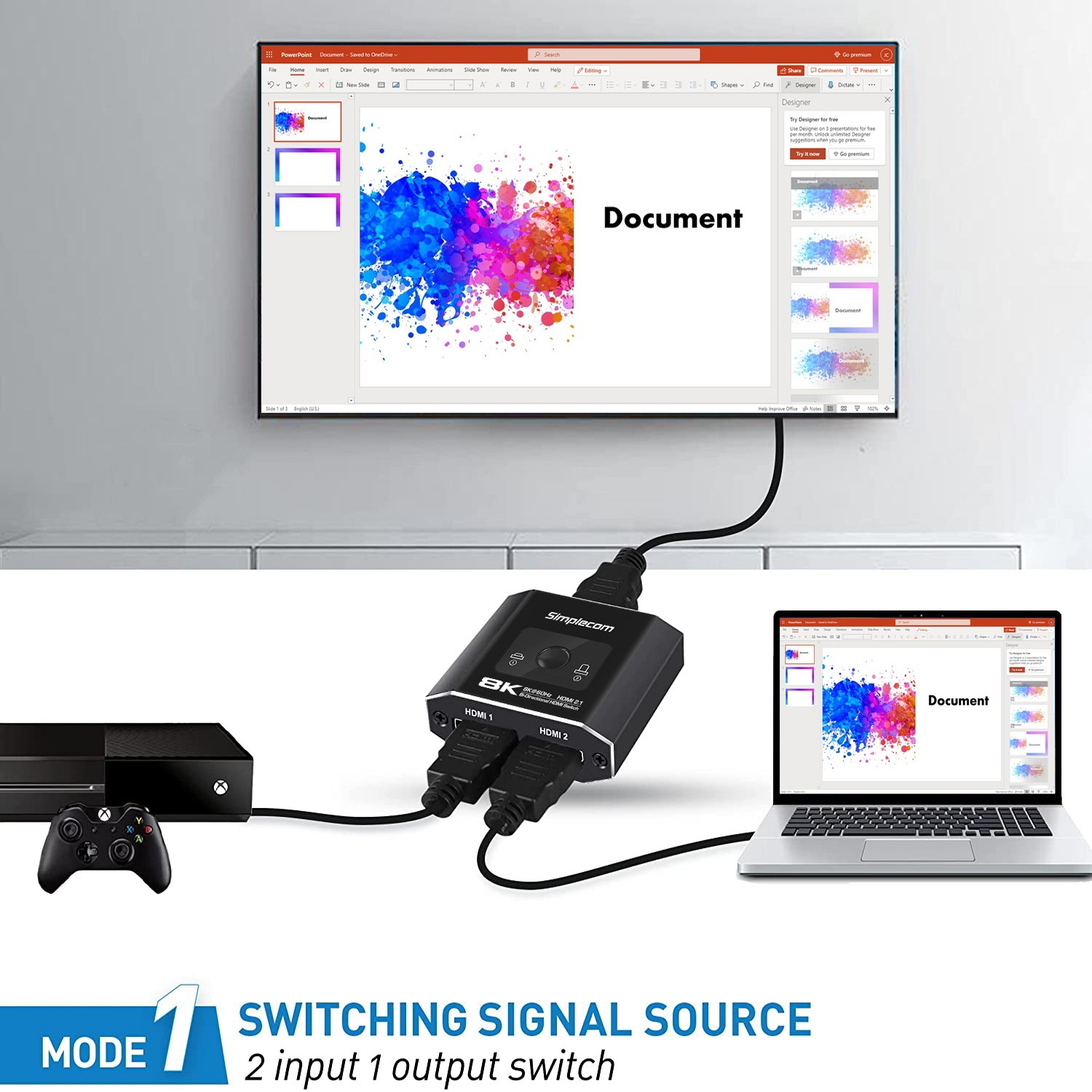 Simplecom CM302v2 Bi-Directional 2 Way HDMI 2.1 Switch Selector 8K@60Hz view 5