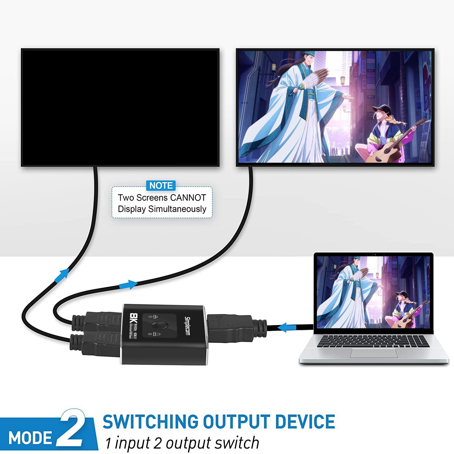 Simplecom CM302v2 Bi-Directional 2 Way HDMI 2.1 Switch Selector 8K@60Hz view 6