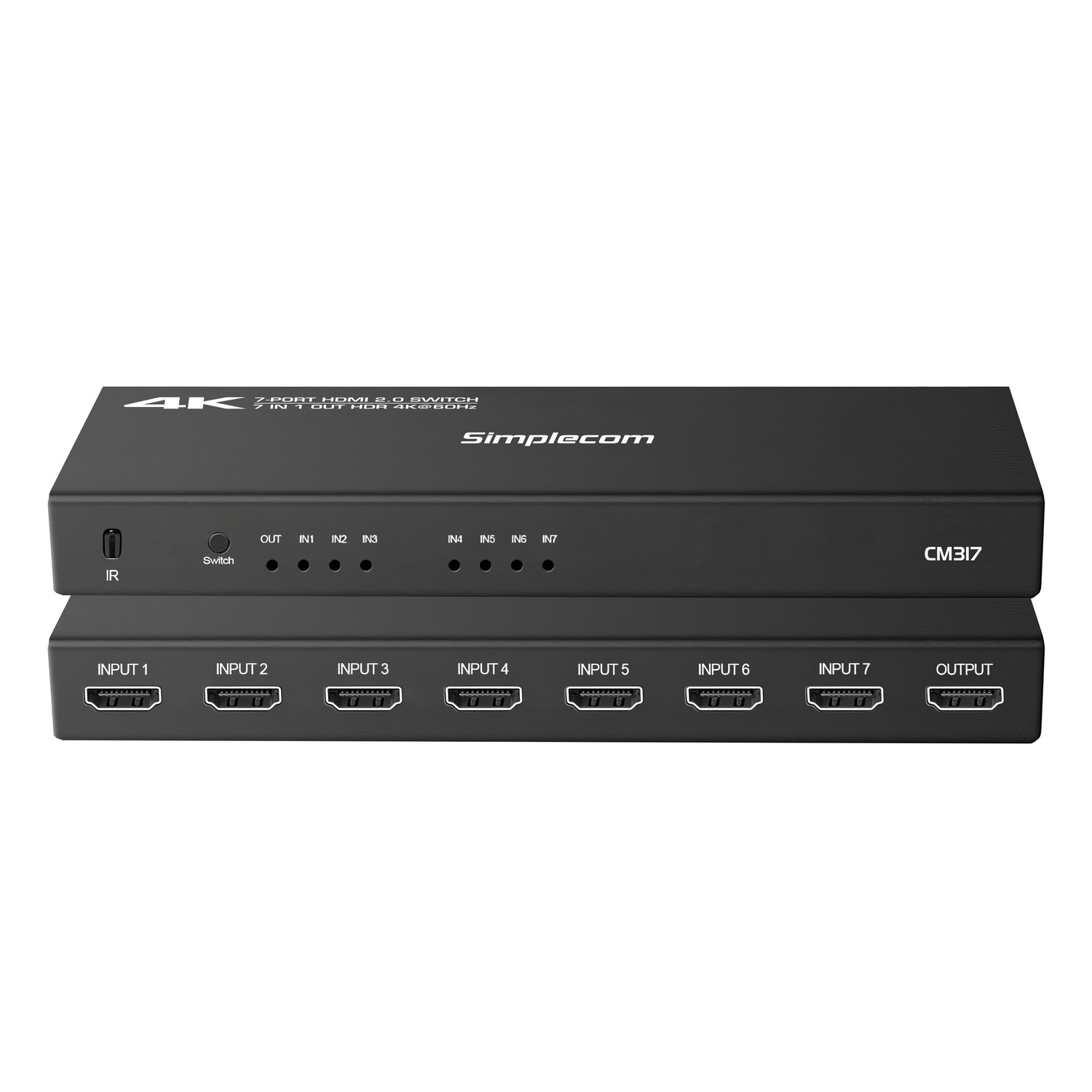 Simplecom CM317 7-Port HDMI 2.0 Switch with Remote 7 IN 1 OUT Splitter HDCP view 2