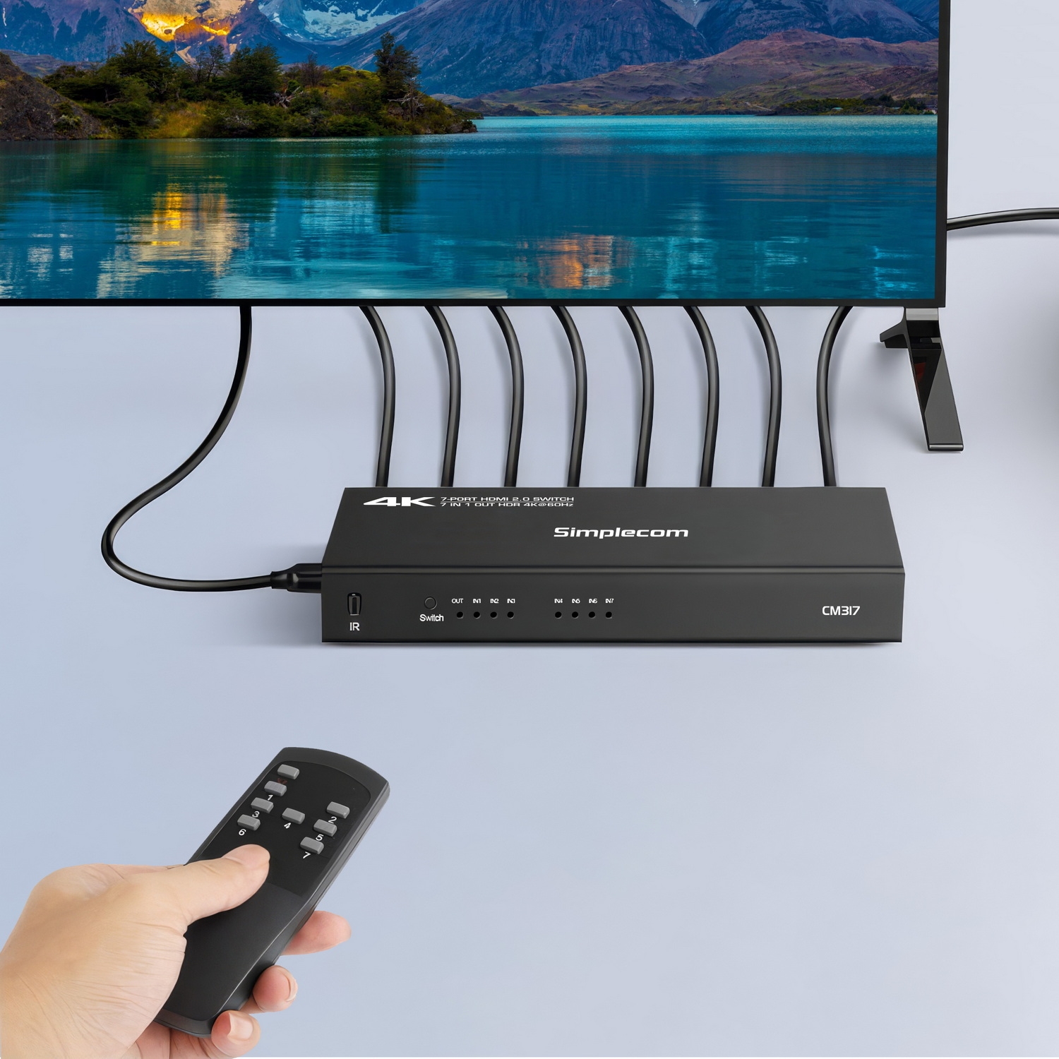 Simplecom CM317 7-Port HDMI 2.0 Switch with Remote 7 IN 1 OUT Splitter HDCP view 4