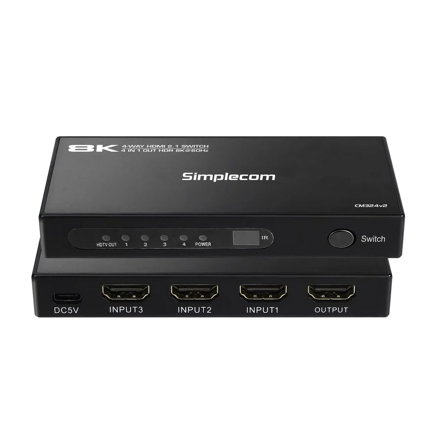 Simplecom CM324v2 4-Port HDMI 2.1 Switch with Remote 4 IN 1 OUT Splitter HDCP view 3