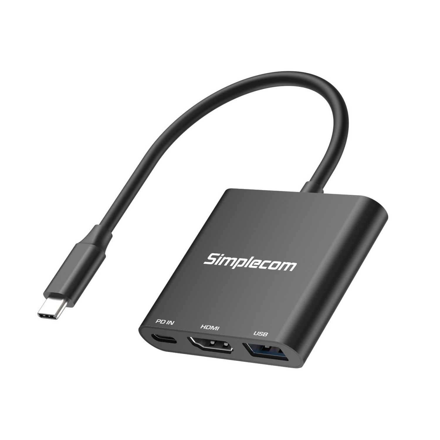 Simplecom DA320 USB-C 3-In-1 Adapter USB 3.2 Gen 1 5Gbps PD HDMI 2.0 4K@60Hz view 2