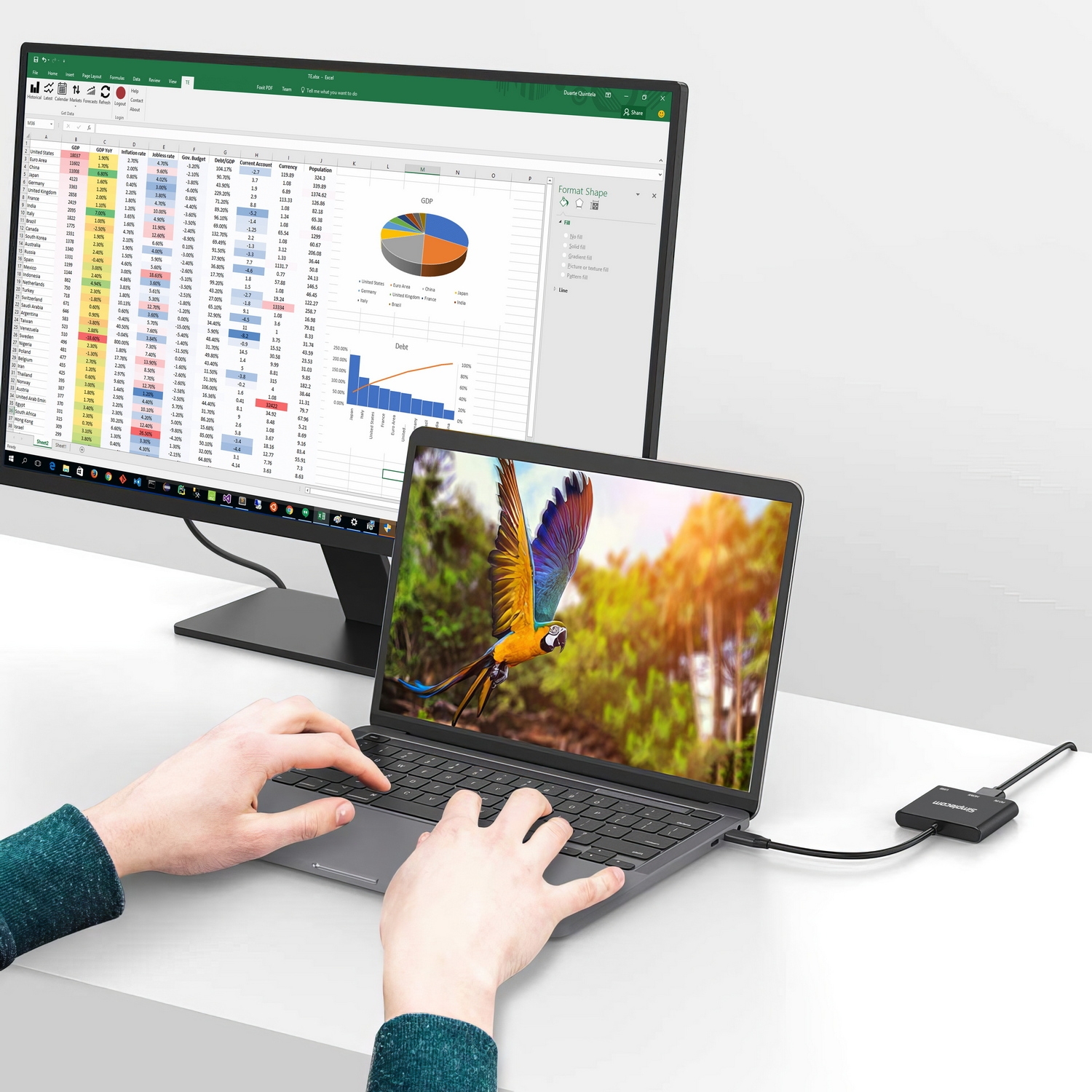 Simplecom DA320 USB-C 3-In-1 Adapter USB 3.2 Gen 1 5Gbps PD HDMI 2.0 4K@60Hz view 4