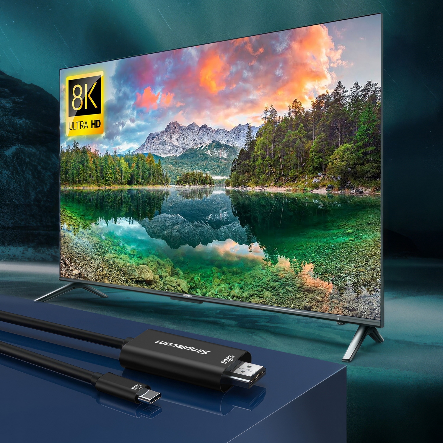 Simplecom DA324 USB-C to HDMI 2.1 Cable 2M HDCP 8K@60Hz view 4