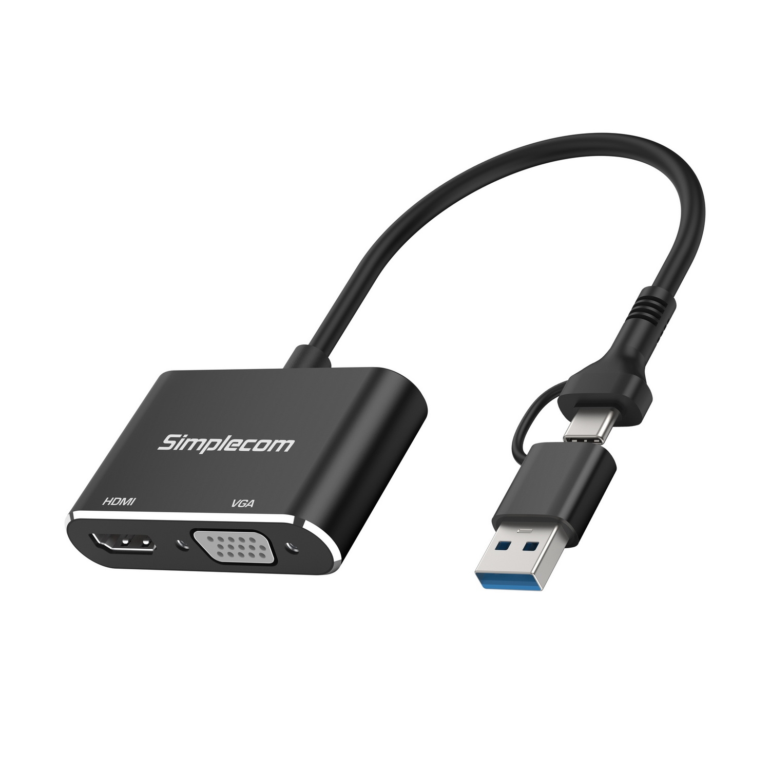 Simplecom DA326C USB 3.0 and USB-C to HDMI + VGA Video Card Adapter Full HD 1080p view 2