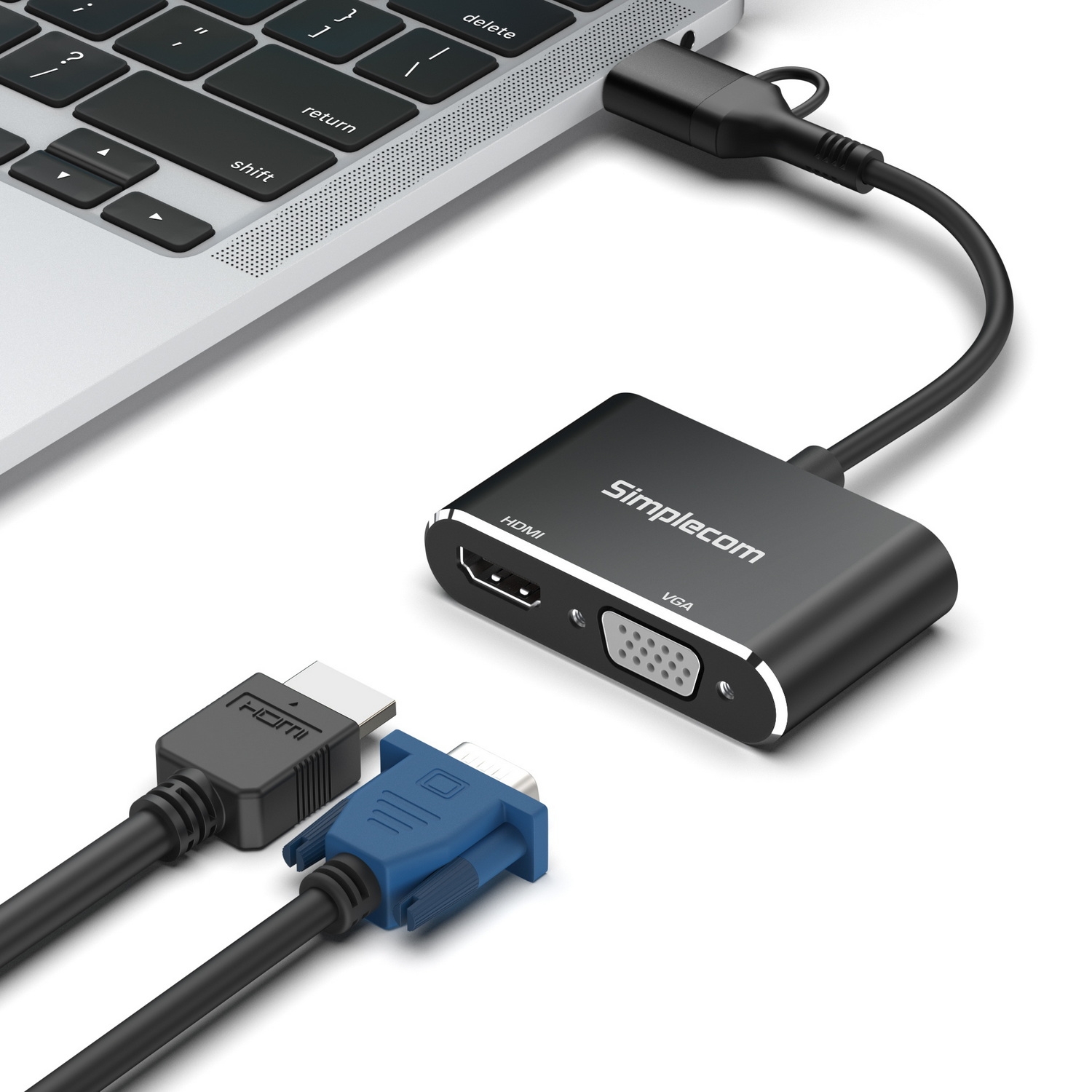 Simplecom DA326C USB 3.0 and USB-C to HDMI + VGA Video Card Adapter Full HD 1080p view 4