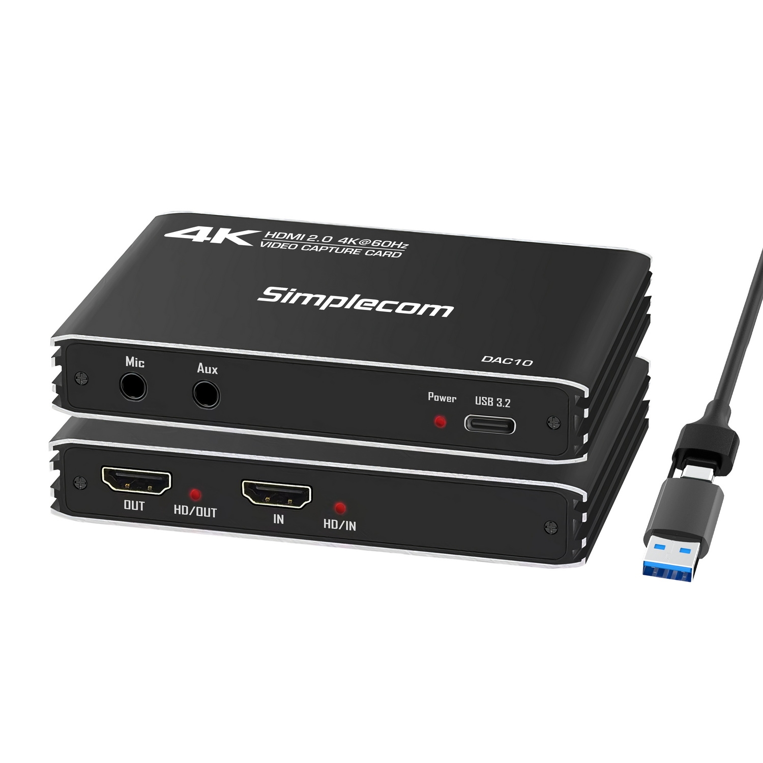 Simplecom DAC10 HDMI 2.0 to USB 4K@60hz Video Capture Card Stream and Record