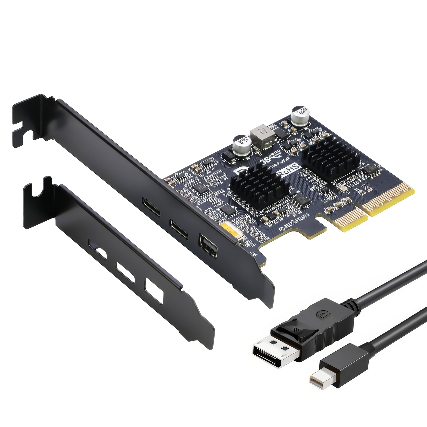 Simplecom EC365 PCIe x4 to 2-Port USB 3.2 Gen II Type-C with Mini DisplayPort