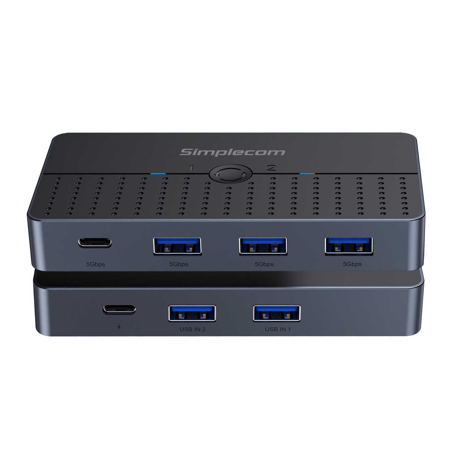 Simplecom KM320 2-Way SuperSpeed USB Switch 4-Port Hub with USB-C USB 3.0 5Gbps view 2