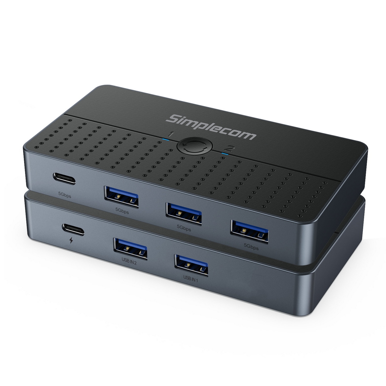 Simplecom KM320 2-Way SuperSpeed USB Switch 4-Port Hub with USB-C USB 3.0 5Gbps view 3