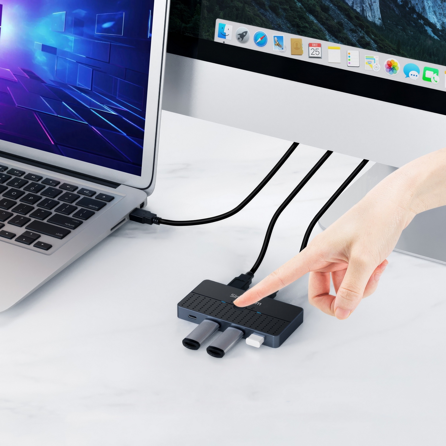 Simplecom KM320 2-Way SuperSpeed USB Switch 4-Port Hub with USB-C USB 3.0 5Gbps view 5