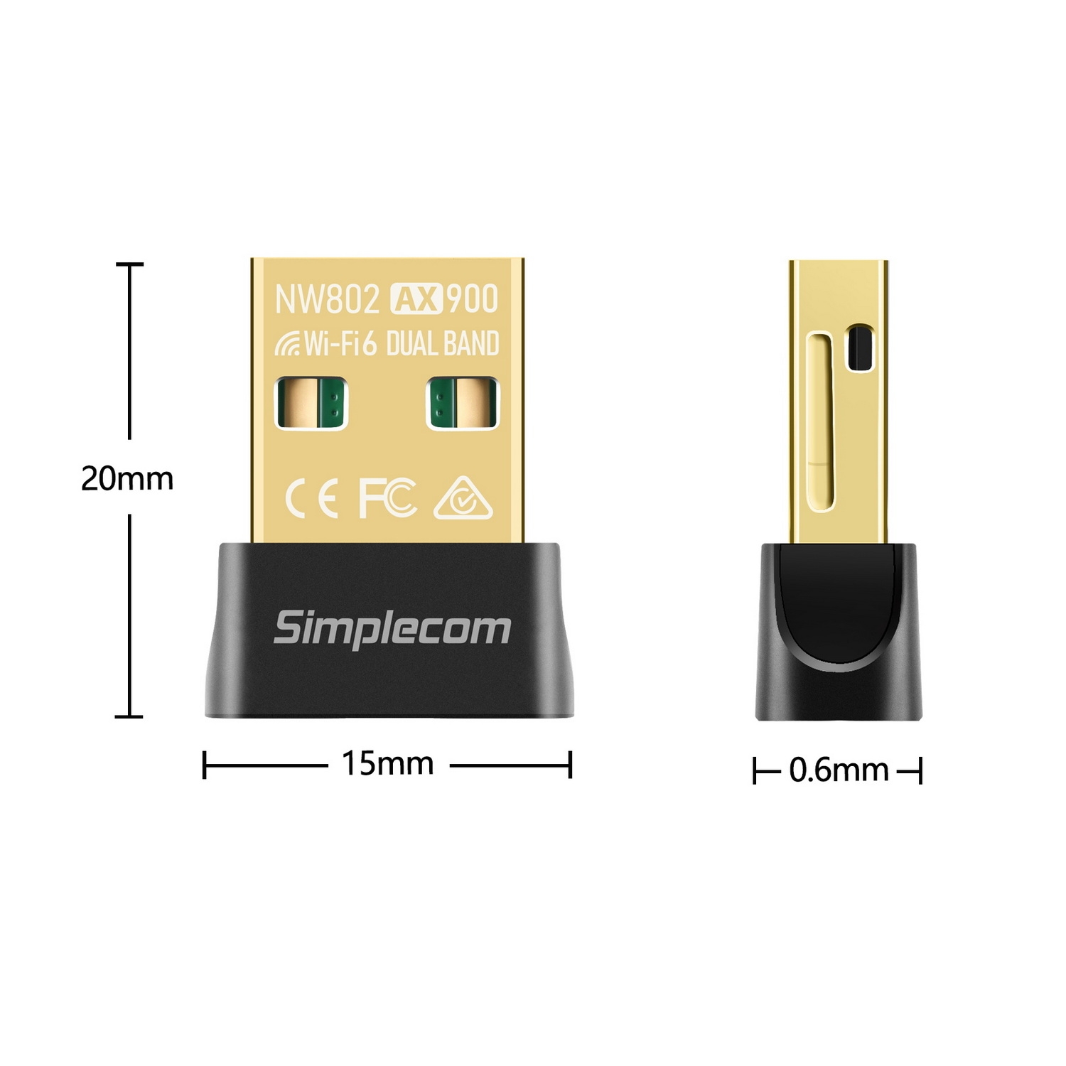Simplecom NW802 AX900 Dual Band Wi-Fi 6 USB Wireless Nano Adapter view 4