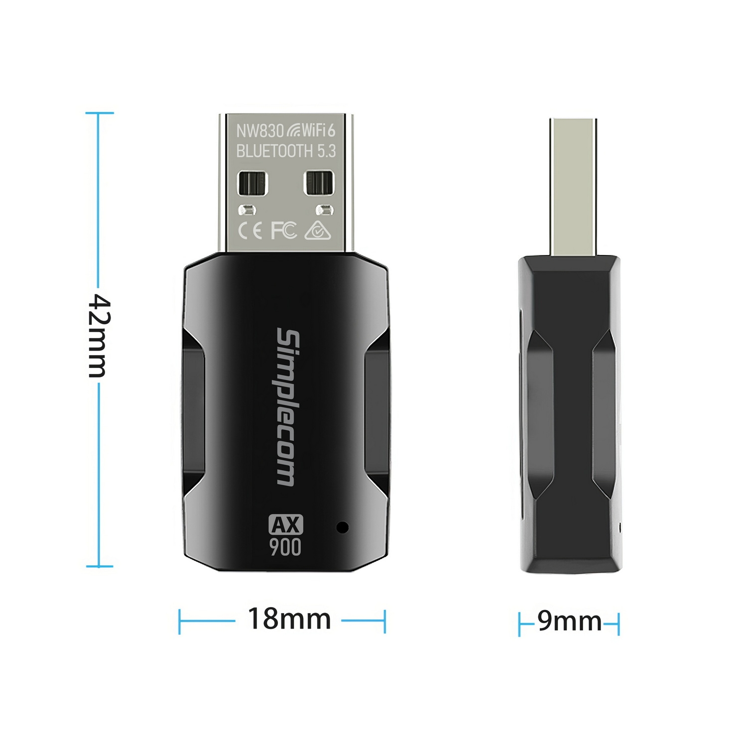 Simplecom NW830 Wi-Fi 6 and Bluetooth 5.3 Combo USB Adapter Dual Band AX900 view 4