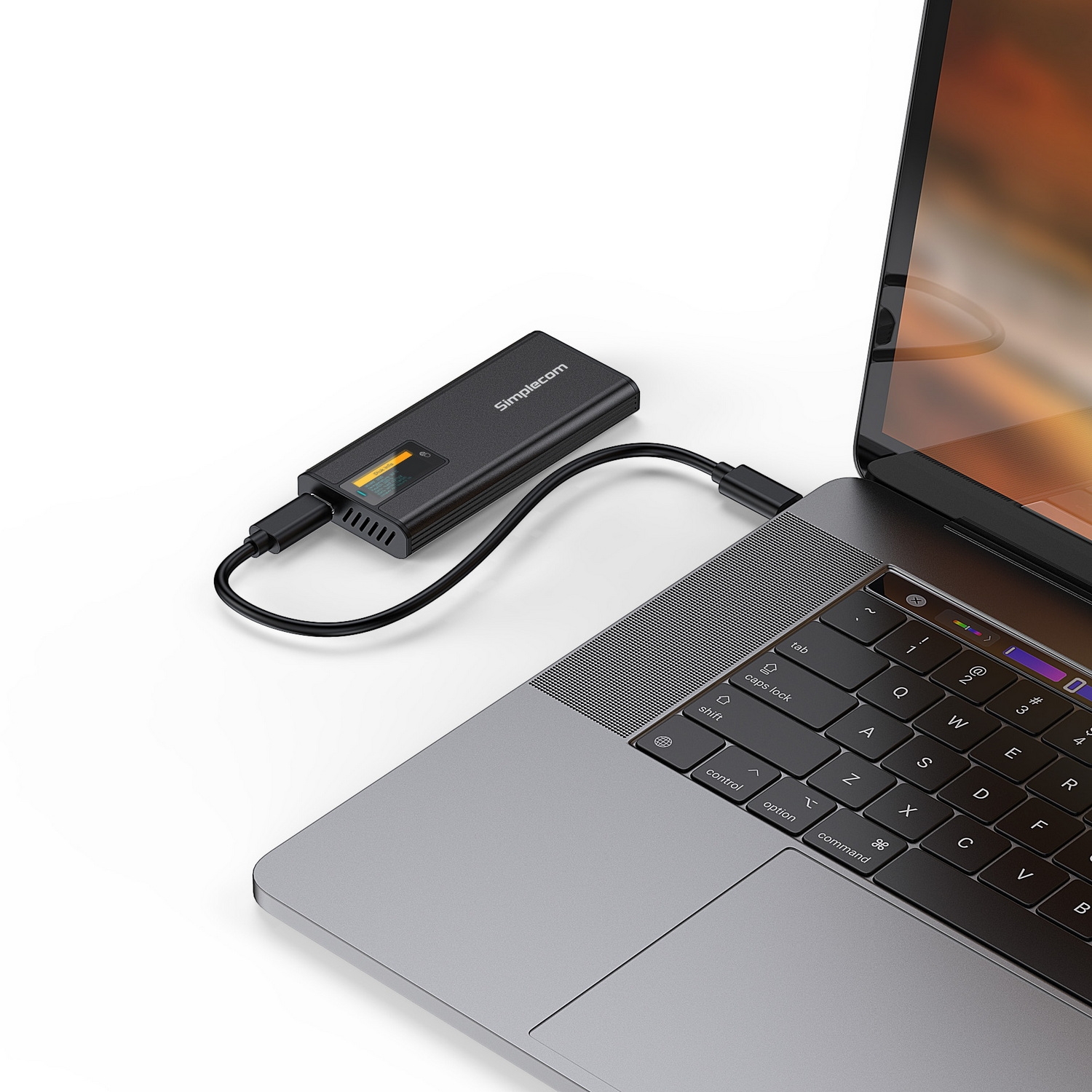 Simplecom SE530 NVMe / SATA M.2 SSD to USB-C Enclosure with SMART LED Screen view 6