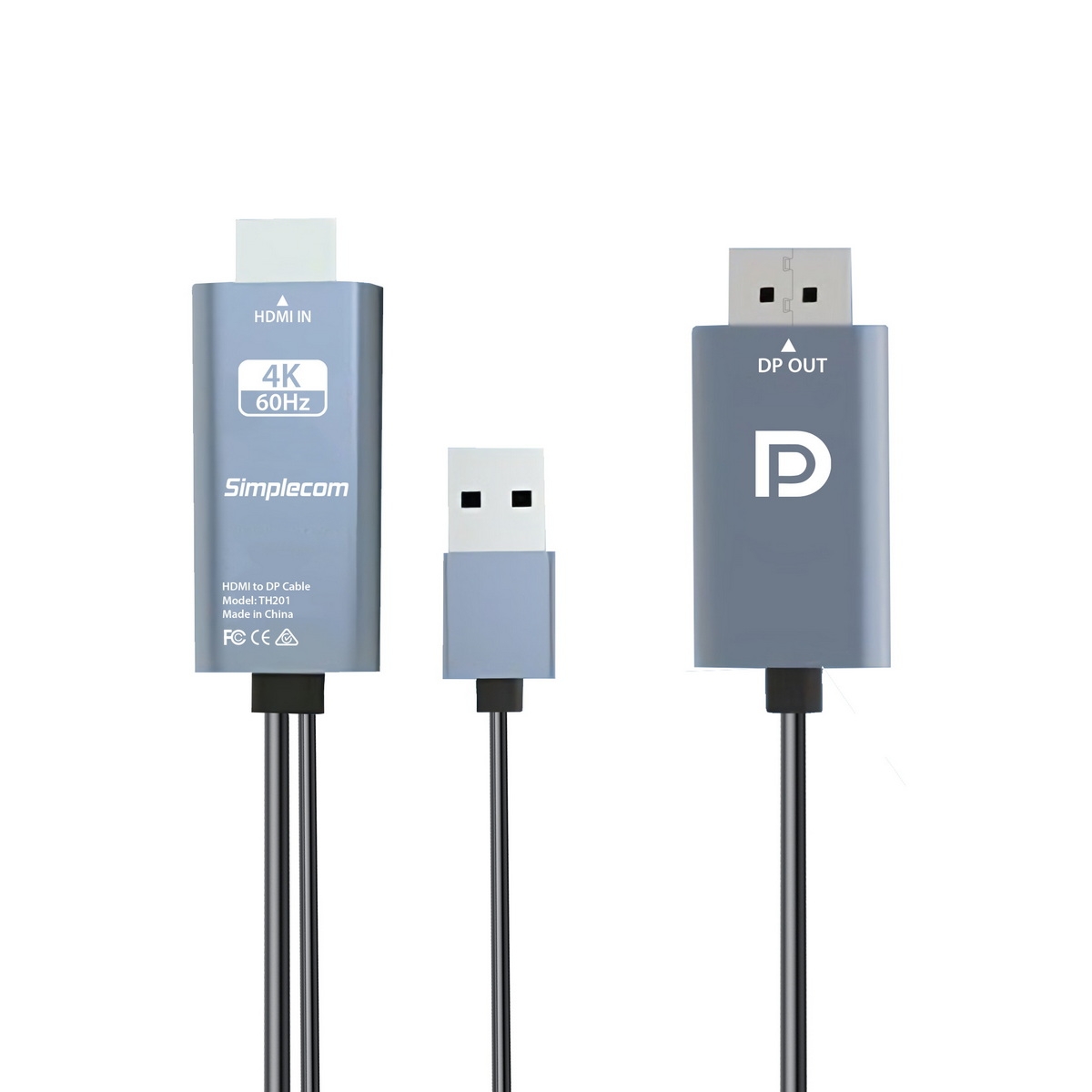 Simplecom TH201 HDMI to DisplayPort Active Converter Cable 4K@60hz USB Powered 2M view 2