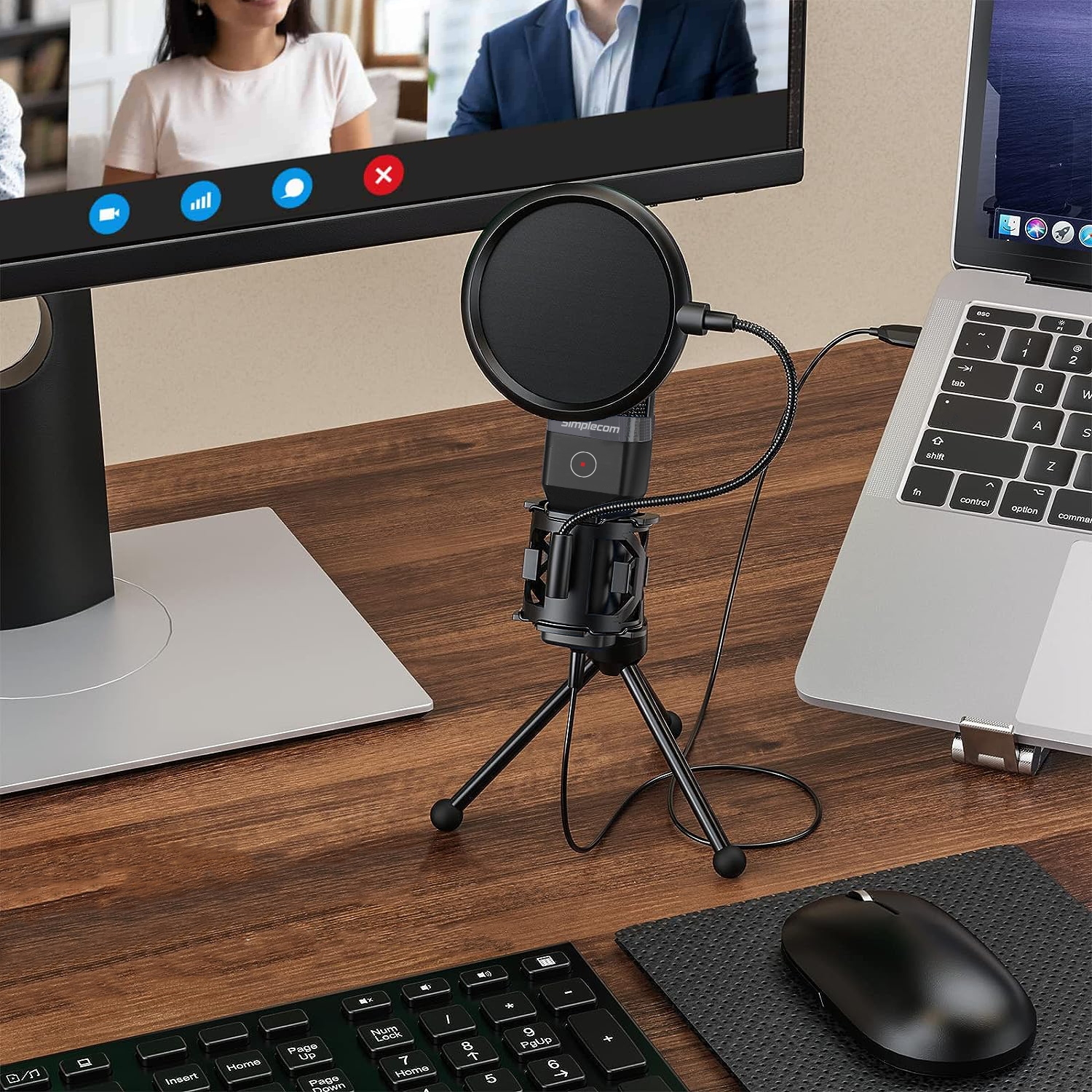 Simplecom UM650 USB Cardioid Condenser Microphone Gaming RGB Lights with view 5