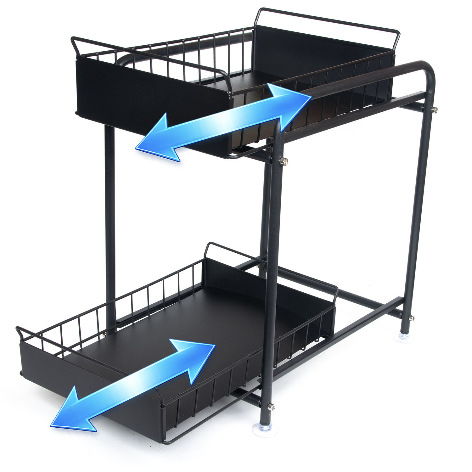 2 Tier Under Sink Storage Rack Kitchen Organizer Steel Frame with Removable view 4
