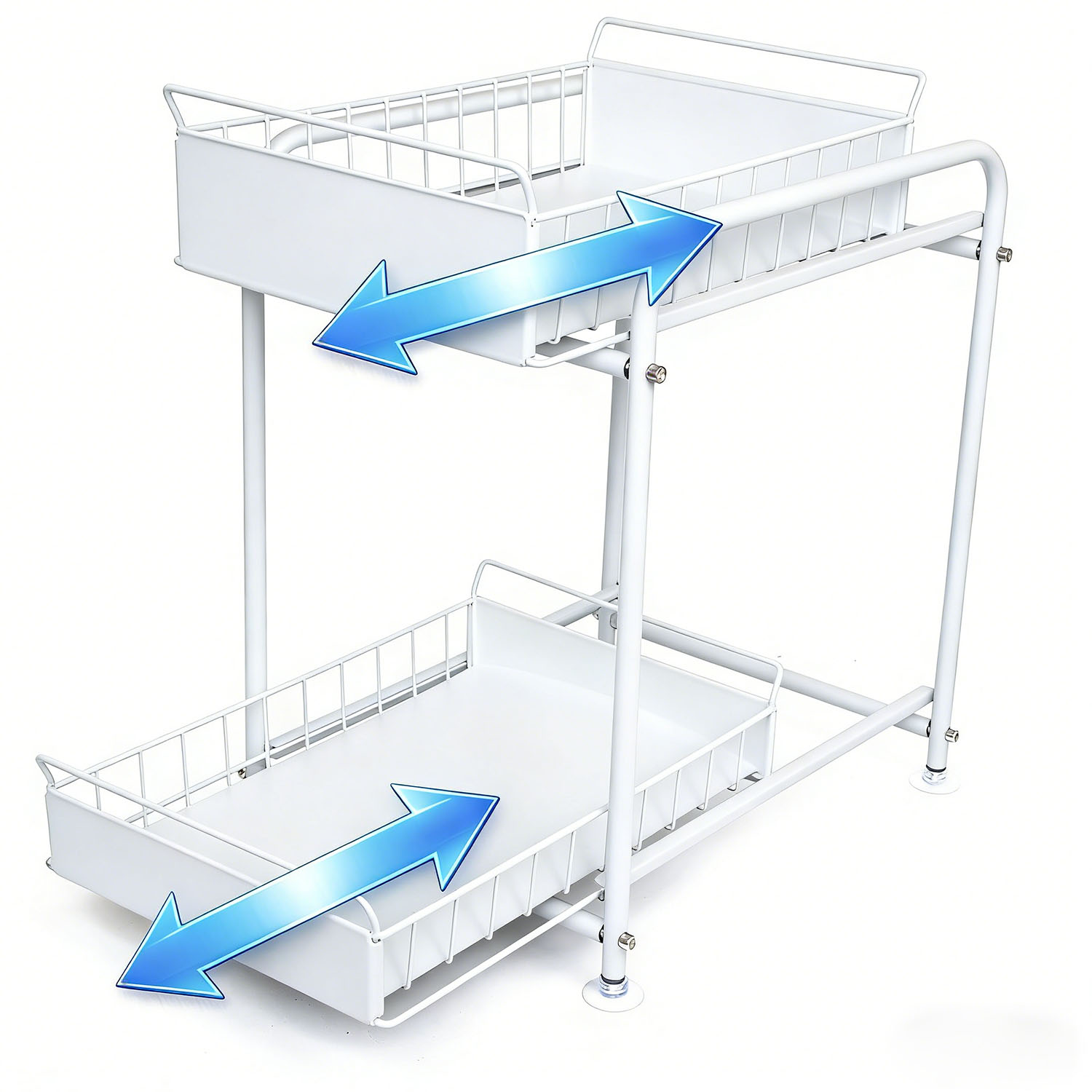 2 Tier Under Sink Storage Rack Kitchen Organizer Steel Frame with Removable view 5