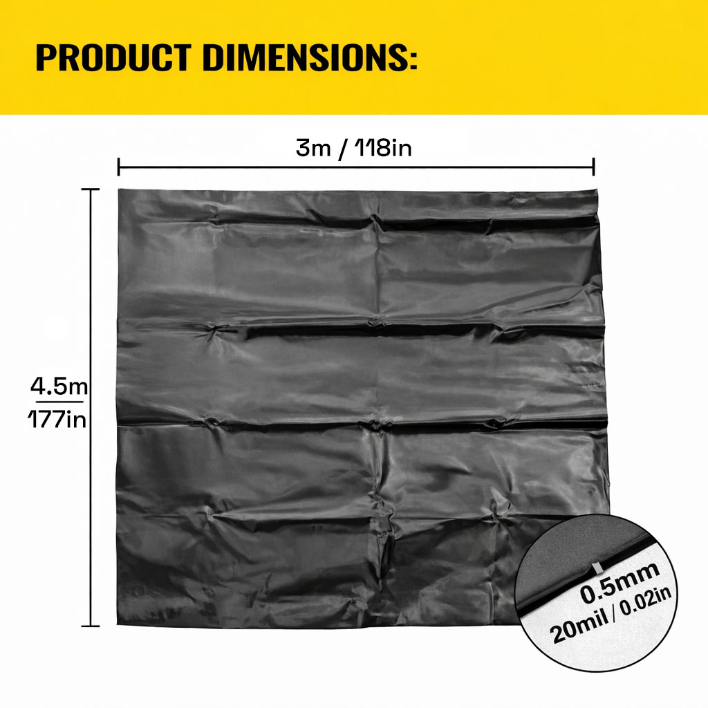 Heavy Duty 0.5mm HDPE Pond Liner Waterproof Sheet 4.5m x 3m for Garden & Fish view 5