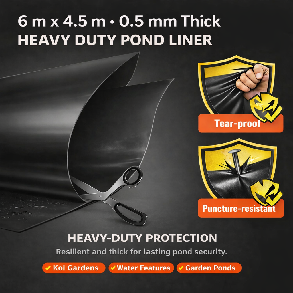 Heavy Duty 0.5mm HDPE Pond Liner Waterproof Sheet 4.5m x 6m for Garden & Fish view 3
