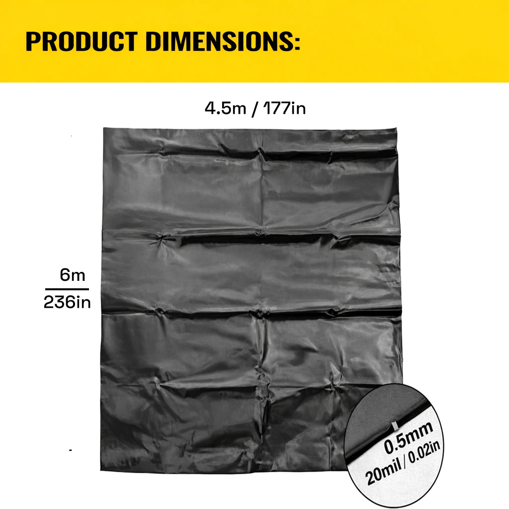 Heavy Duty 0.5mm HDPE Pond Liner Waterproof Sheet 4.5m x 6m for Garden & Fish view 4