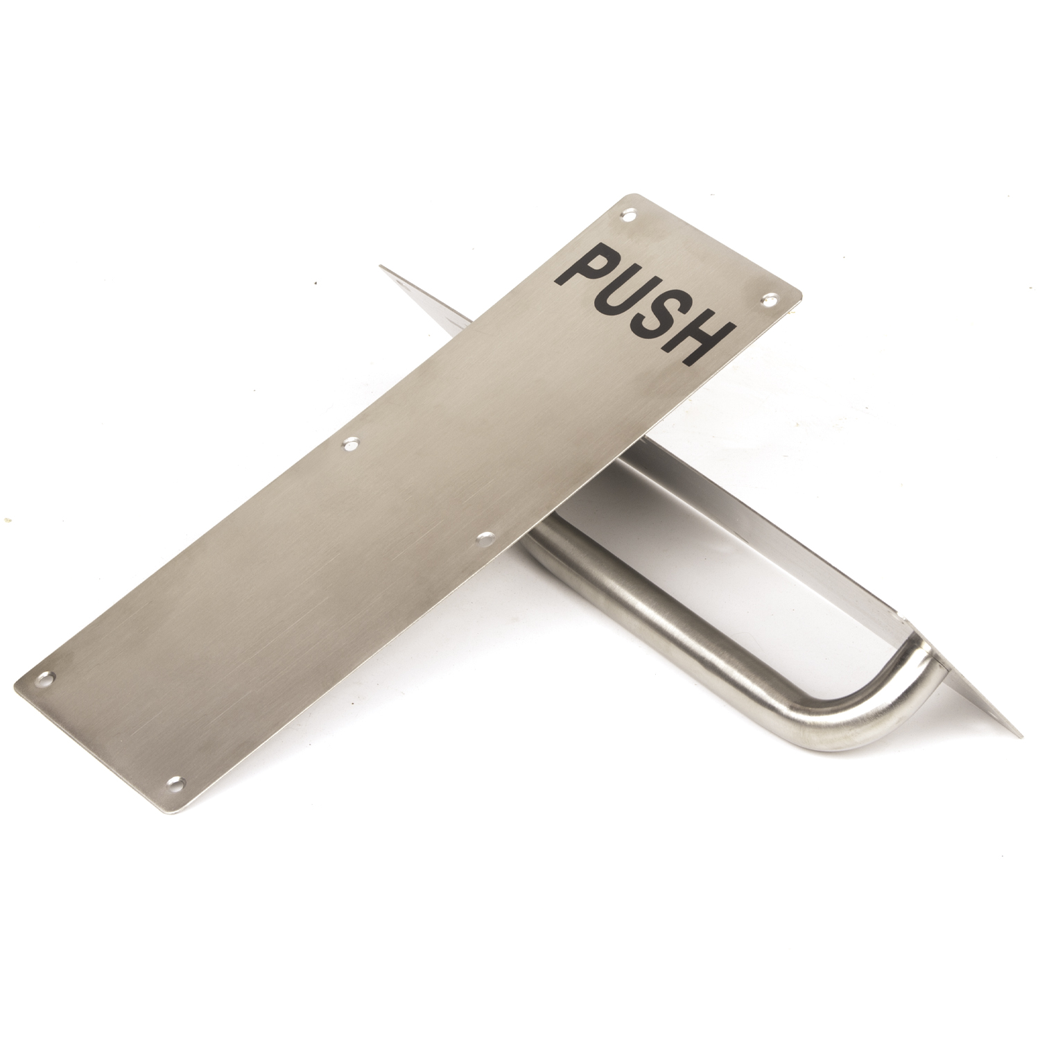304 Stainless Steel Commercial Door Pull Push Handle Plate Set for Bathrooms view 3
