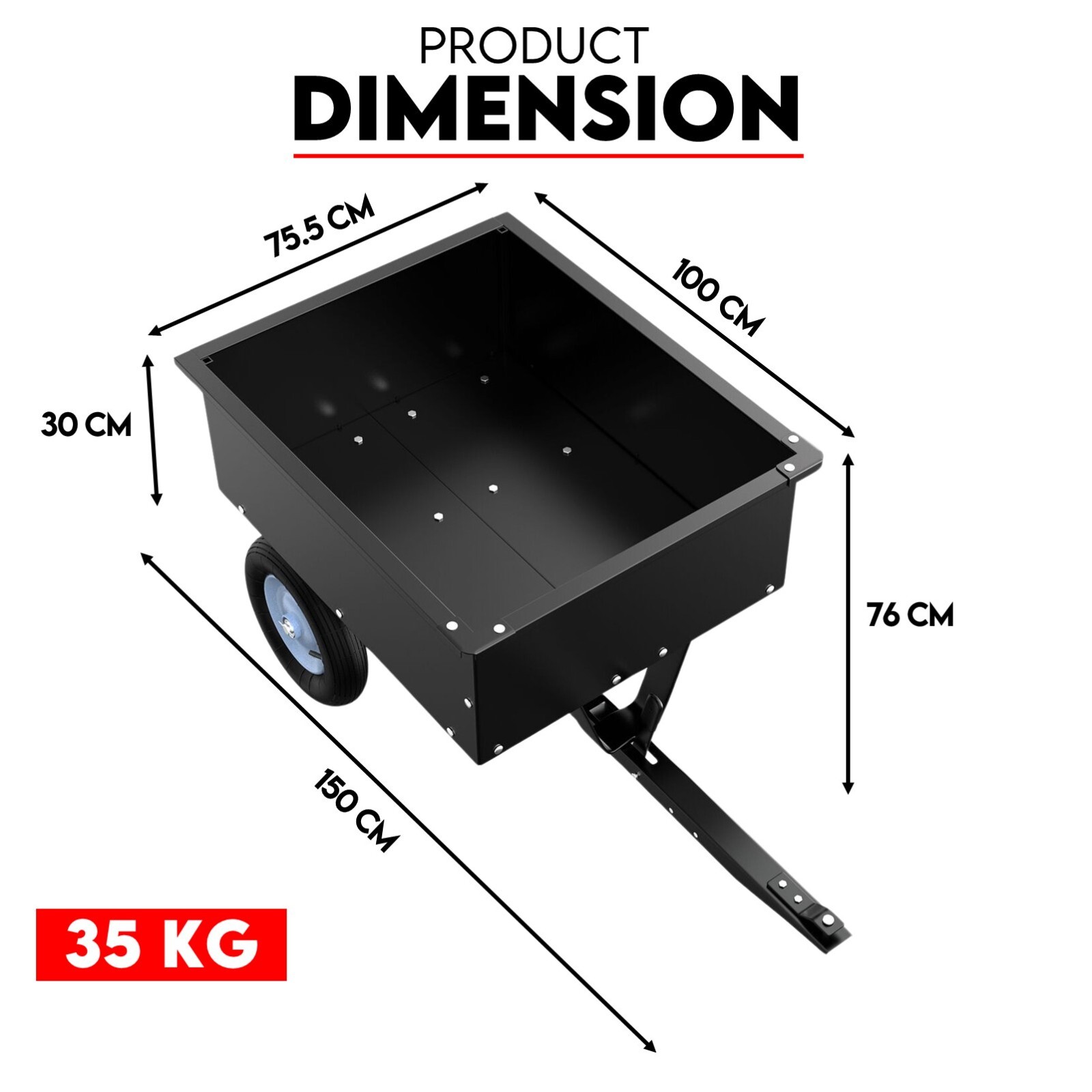 270kg Steel Dump Cart for Ride on Mower ATV Metal Garden Trailer view 8