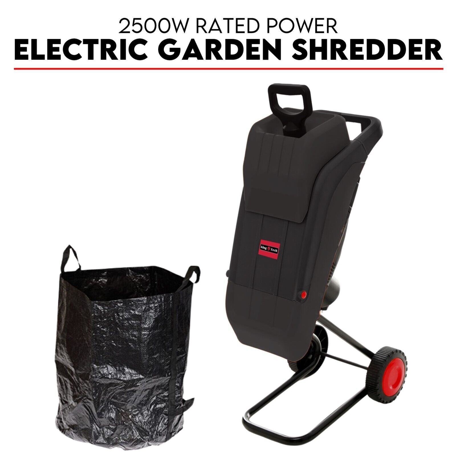 2500W Electric Garden Mulcher Shredder Portable Wood Chipper on Wheels w/ bag — image 1