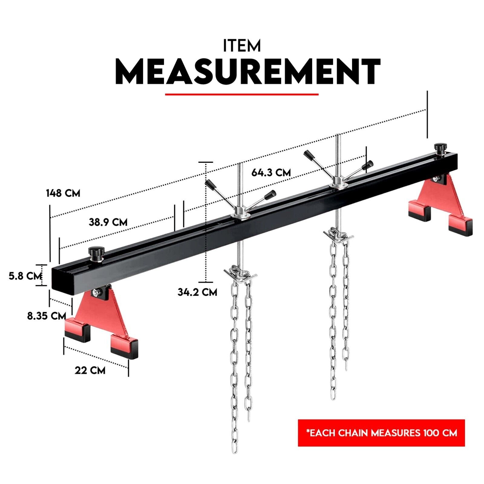 Engine Support Bar Engine Load Leveler 1100 Lbs Transmission w/ Dual Hook view 2