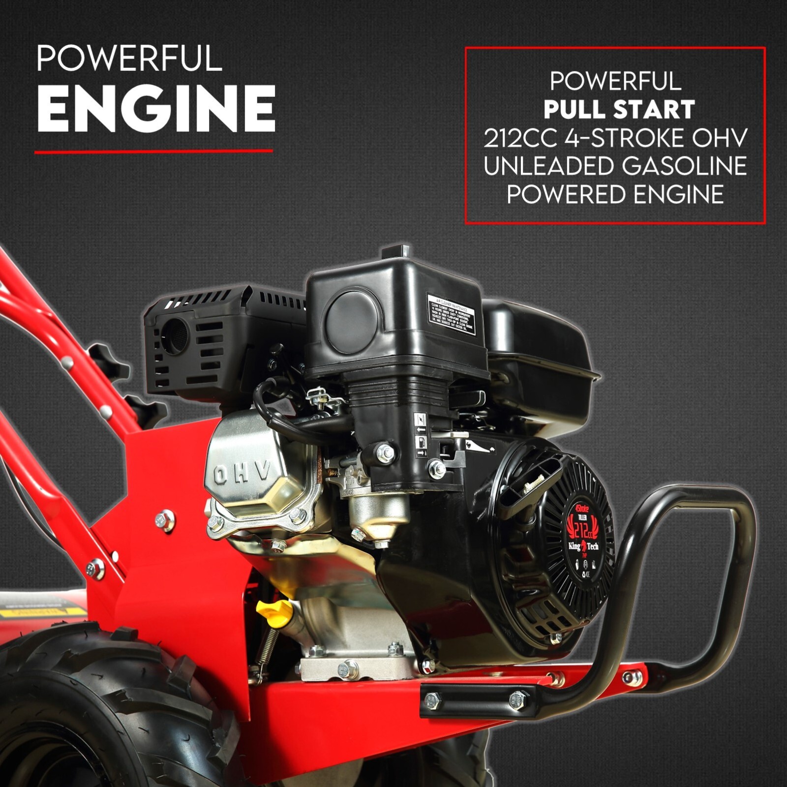 7HP Tiller Cultivator 4 Strokes Rotating Tines Power Handheld Rotary Hoe 4 Blades view 2