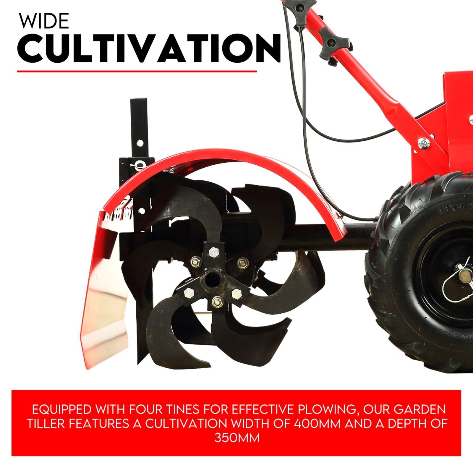212CC Tiller Cultivator 4 Blades Rotating Tines Power Rotary Hoe Handheld view 3