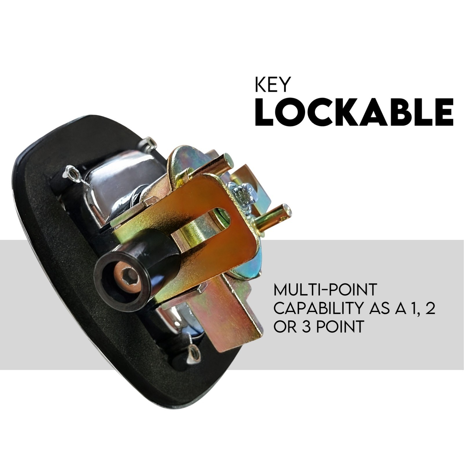 Whale Tail T Handle Lock Latch Compression Lock Trailer Toolbox Black Chrome view 2