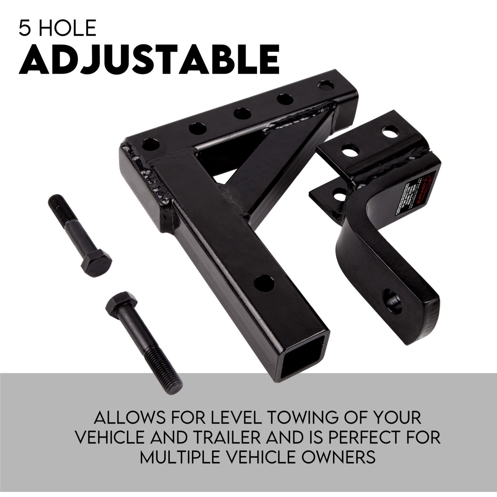 Towbar Adjustable Drop Tow Bar Ball Mount Tongue Hitch Trailer Car 3500KG 50mm view 2