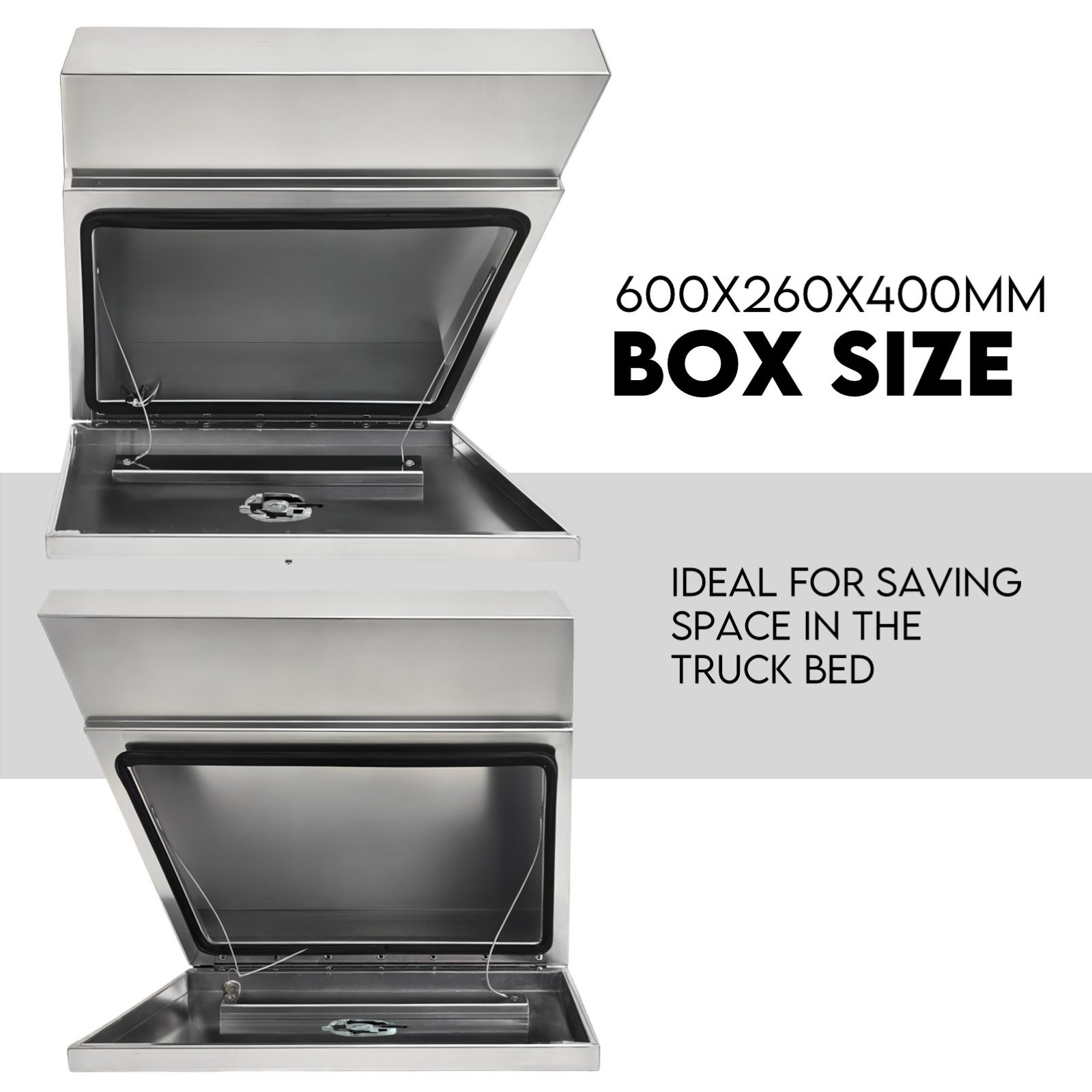 Under Tray Tool Box Underbody Pair Set 600mm Aluminium view 3