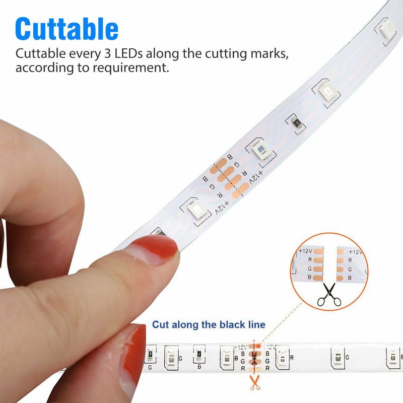 Waterproof 12V RGB 5M 3528 300 LED Strips Lights 44 Keys Controller view 4