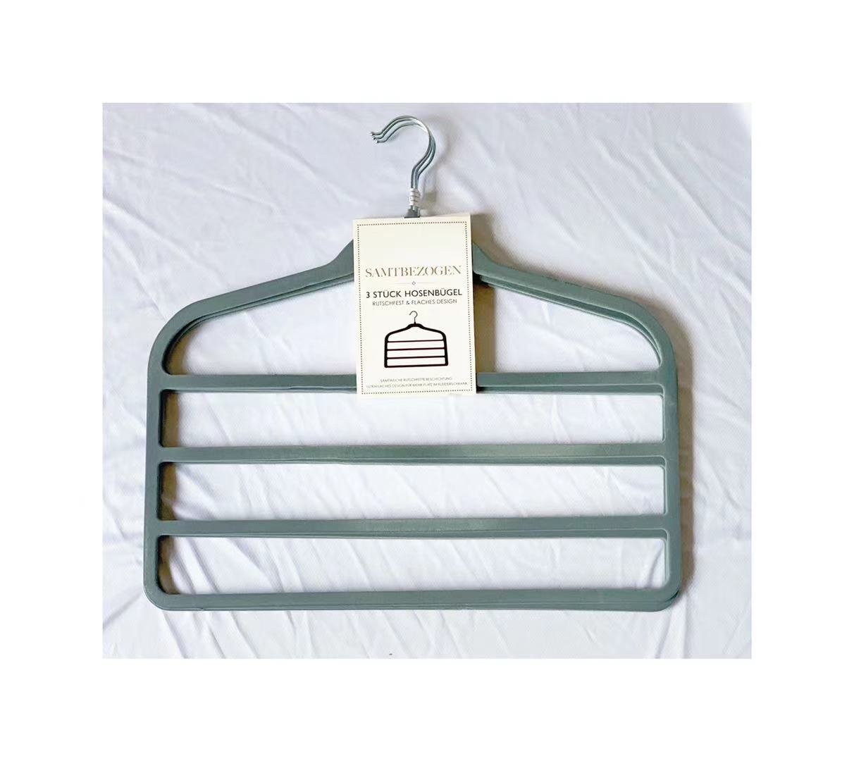 3pcs Velvet Clothes Hangers Grey view 3