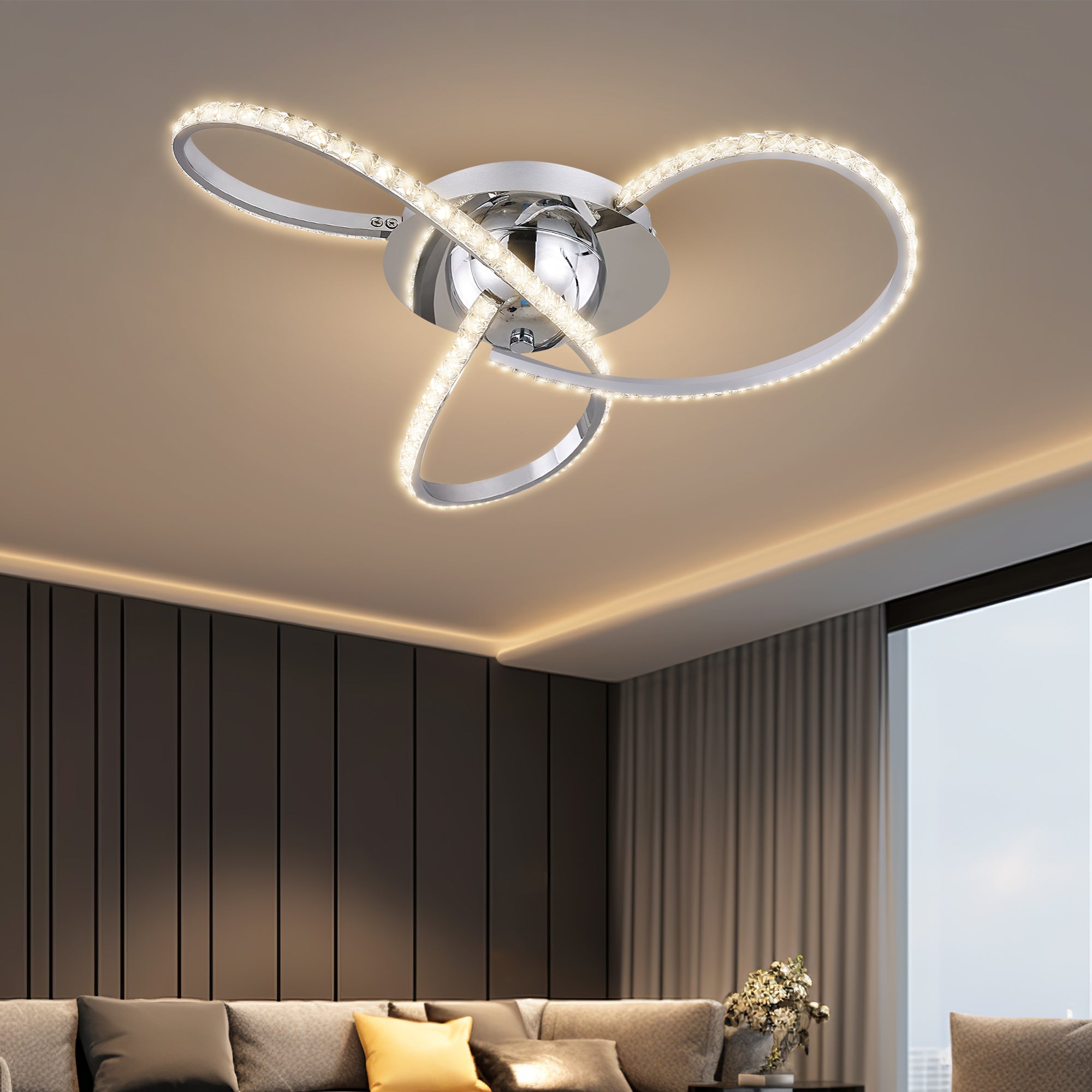 Irie Dimmable 3 Lights LED Ceiling Light - Chrome view 5